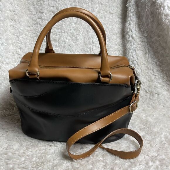Gianni Notaro leather Black and tan Satchel/shoulder bag Made in Italy . - Picture 1 of 12
